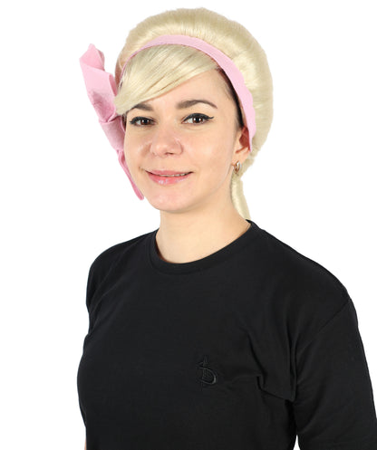 HPO Women's Classic 1950s Blonde Roleplay Wig | Flame-resistant Synthetic Fiber with Capless Cap| Ideal for party, Halloween, cosplay, theater, drag, performance, costume events