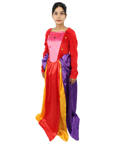 HPO Enchanted Multicolor Witch Costume | Adult Women’s Gothic Fantasy Dress with Corset Style & Flowing Sleeves | Halloween, Cosplay & Parties