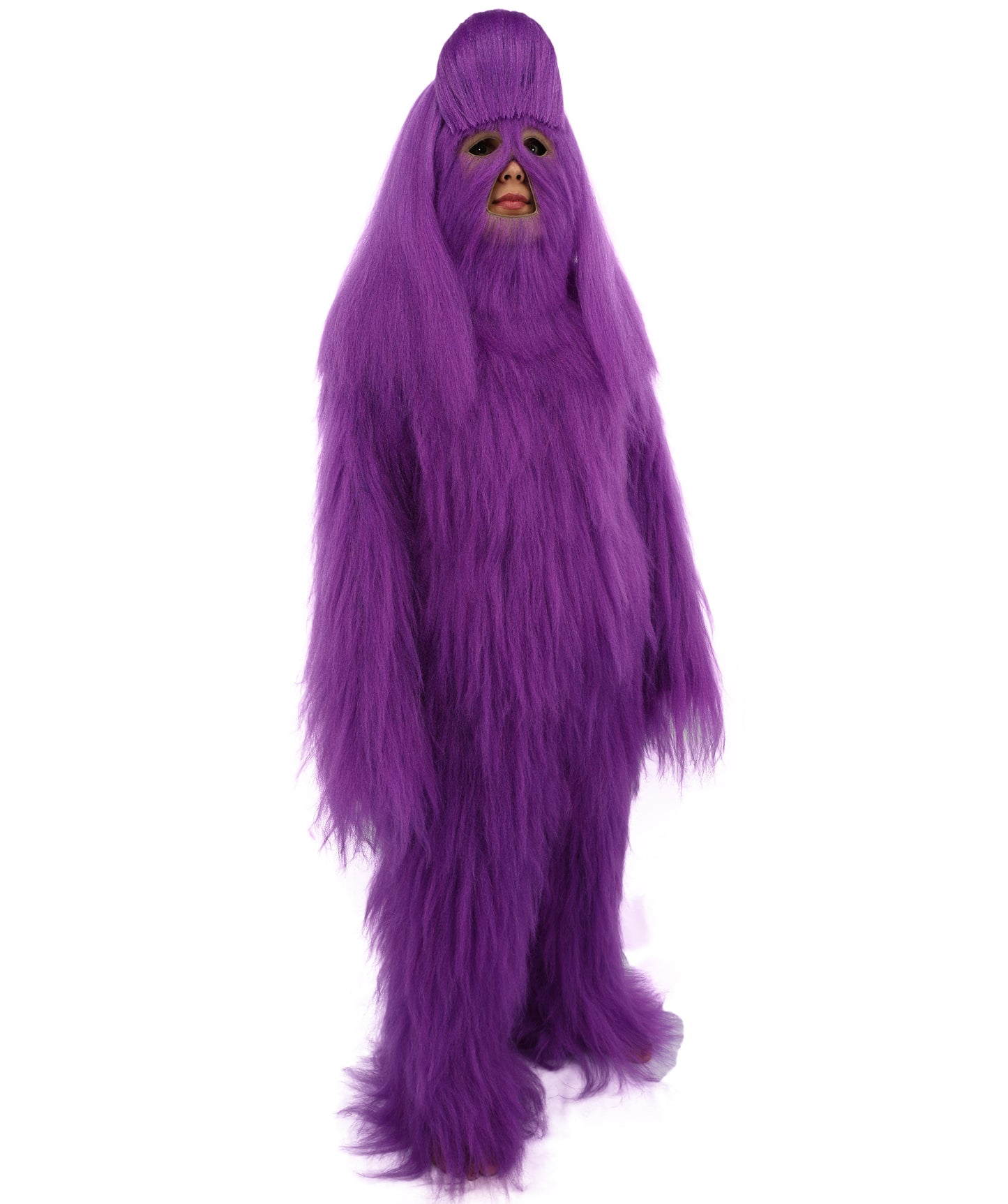 HPO Teen Extreme Hairy Person Costume Bundle & Mask Set - Full-Body Hair Suit Extra-Long Costume Wig for Halloween, Cosplay & Parties - Multiple Color Options