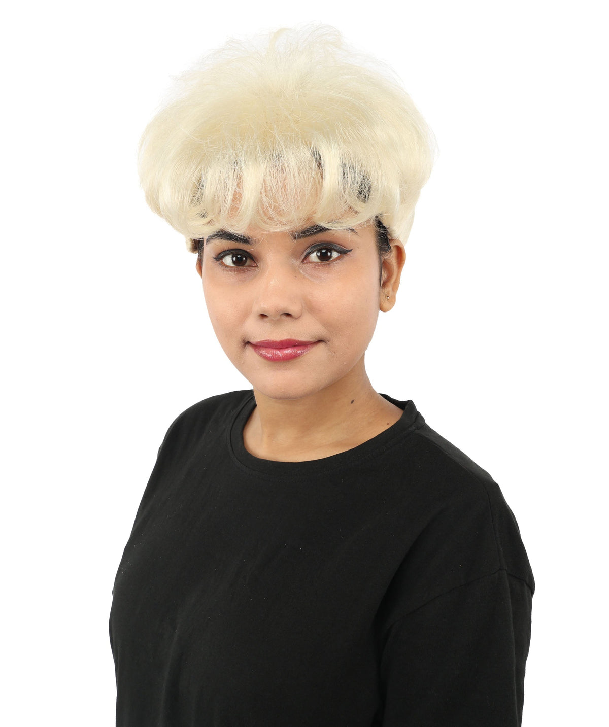 HPO Adult Women's Retro Pin-Up Wig | Multicolor Options, create of synthetic fiber, vintage curled bumper bangs with rolled back, breathable base | Party, Halloween, theater, drag, performance, costume events