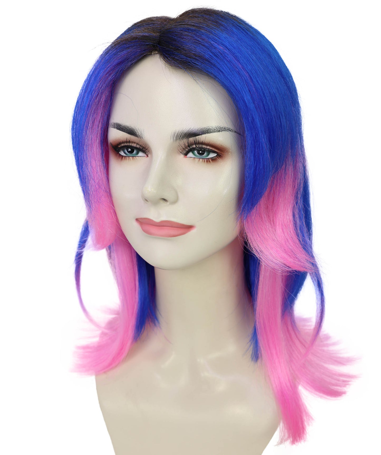 HPO Women's Split-Dye Synthetic Wig – Two-Tone Color Hairpiece for Parties Festivals and Themed Events