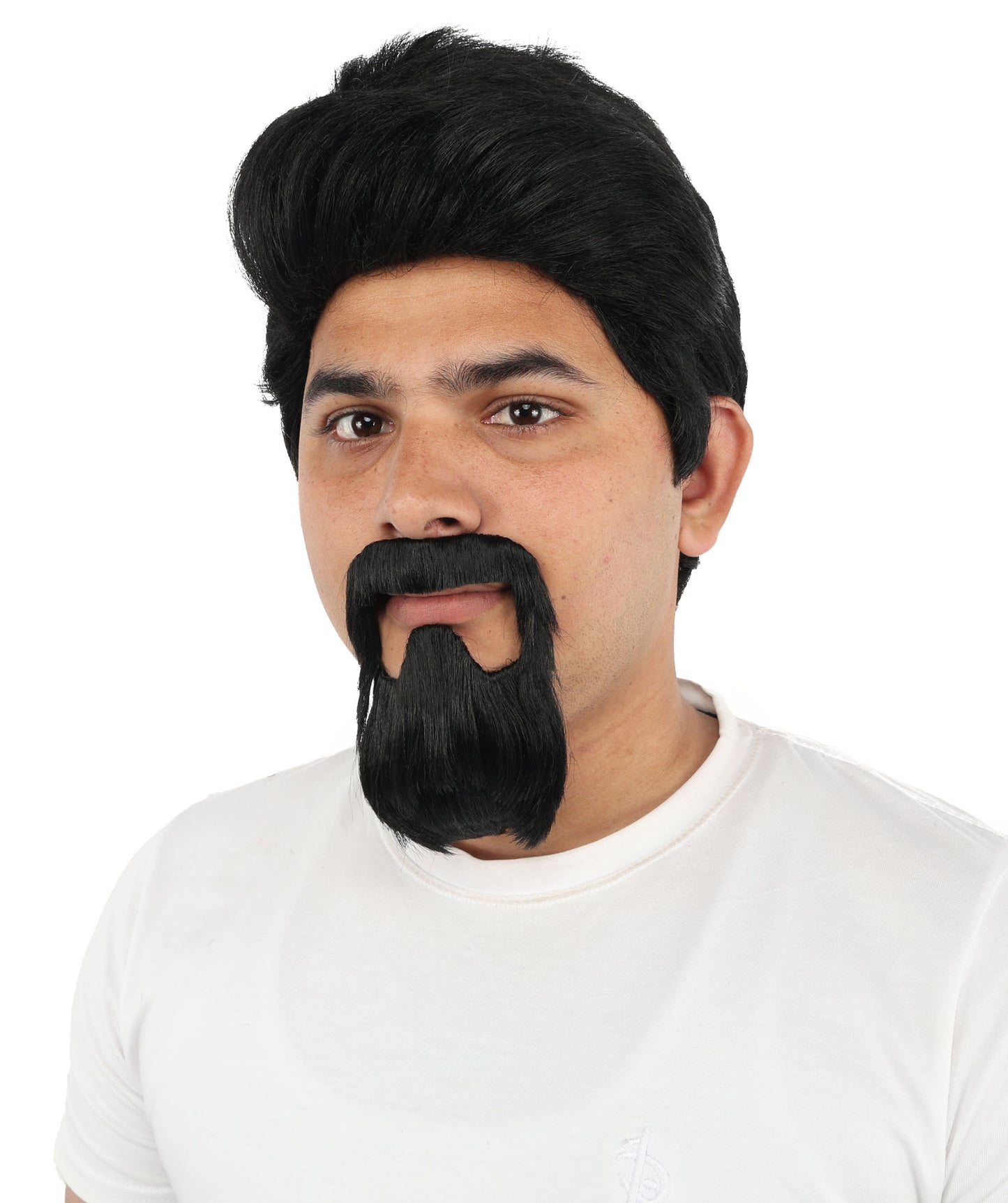 HPO Men's Black Wig with Goatee Beard & Mustache | Stylish Men’s Hair with Beards Look | Suitable for Cosplay, Costume Parties, Stage Performances & Events