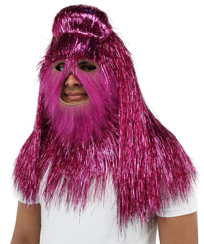 HPO UnisexTinsel Hairy Costume, Bundle & Mask Set | Full-Body Suit & Matching Mask | Long Hair Funny Costume for Halloween, Performers, Cosplay & Mascots | Multicolor Options