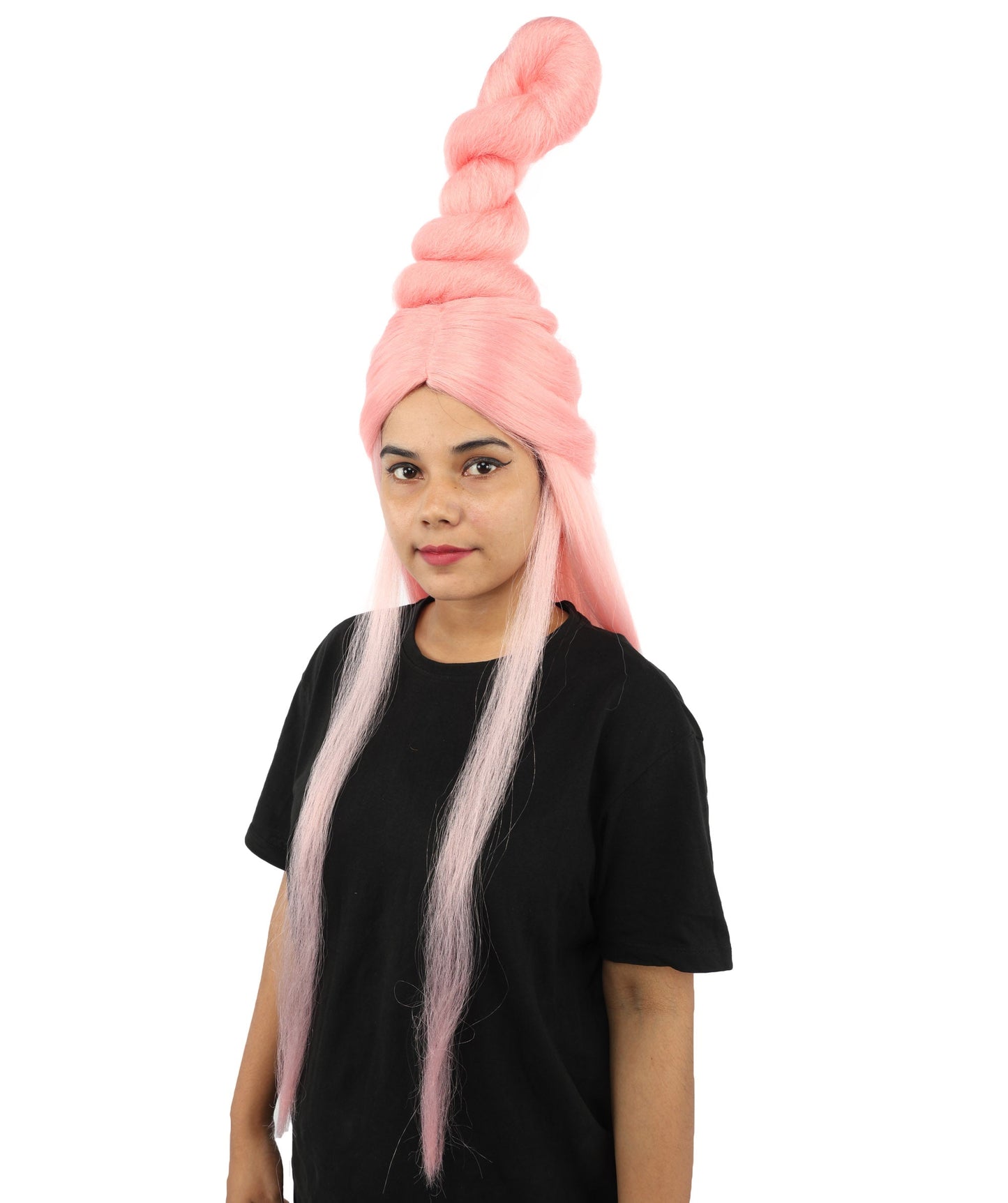 HPO Adult Women's Sculpted Loop Topknot Wig | Multiple Color Options | Create of synthetic fiber, gravity-defying twisted vertical bun with long face-framing strands, breathable base | Party, Halloween, theater, drag, performance, costume events