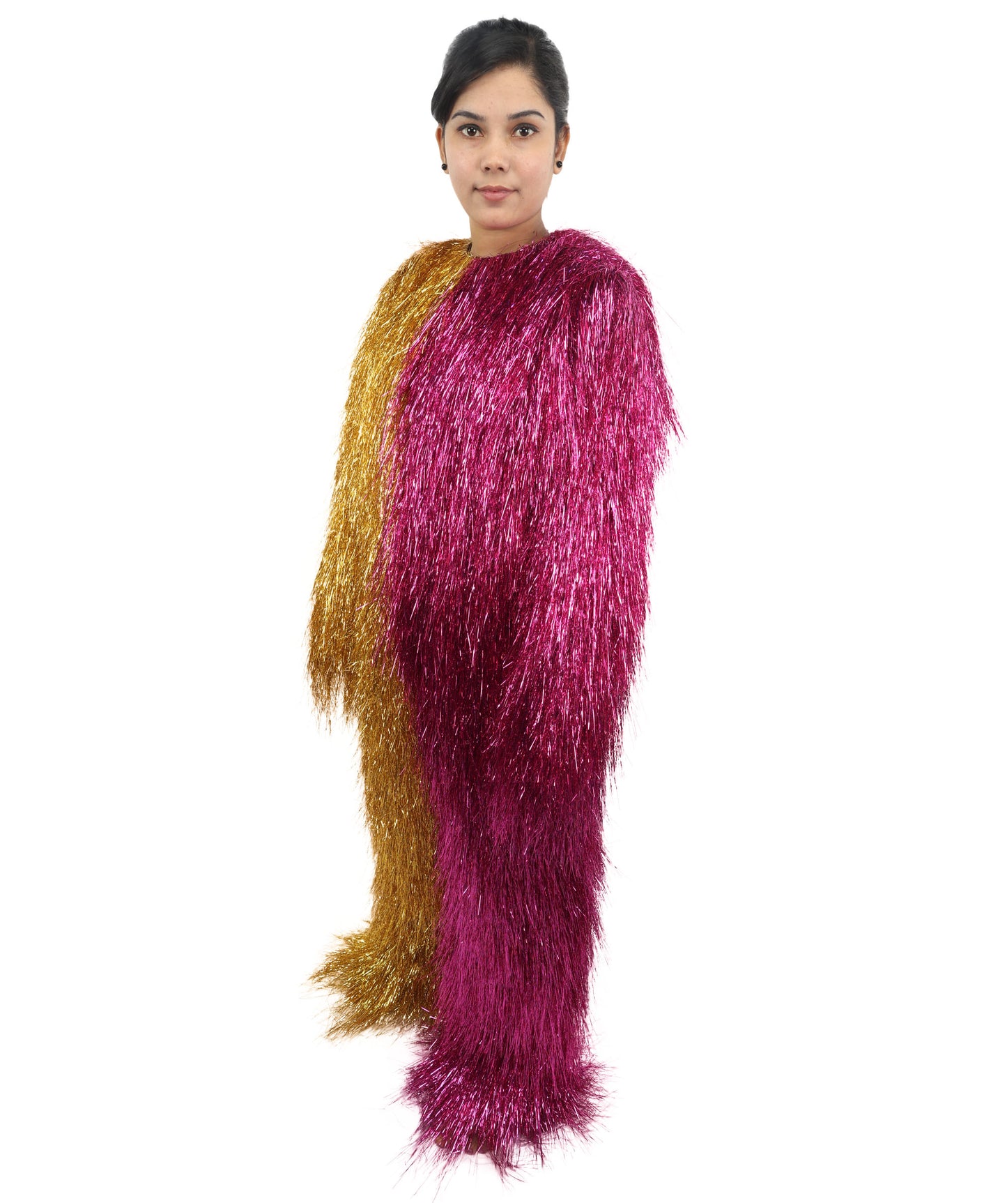 HPO Teen Extreme Hairy Two Part Costume Bundle & Mask Set - Full-Body Hair Suit Extra-Long Costume Wig for Halloween, Cosplay & Parties - Multiple Color Options