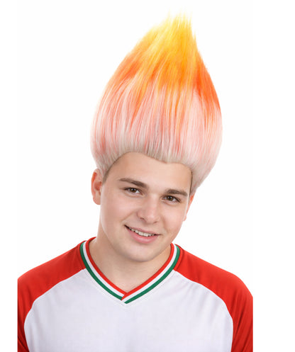 Unisex Adult & Kids Wig | Trolls Orange & White Wig | Premium Breathable Capless Cap