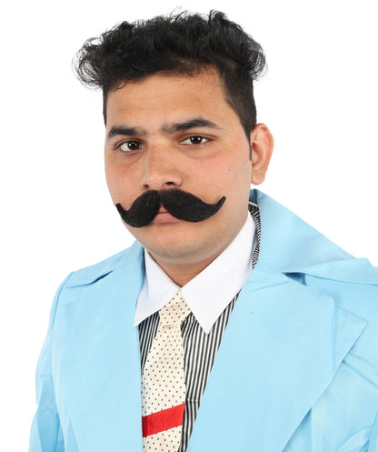 Men's Hook Style Moustache Set | Black Fancy Facial Hair