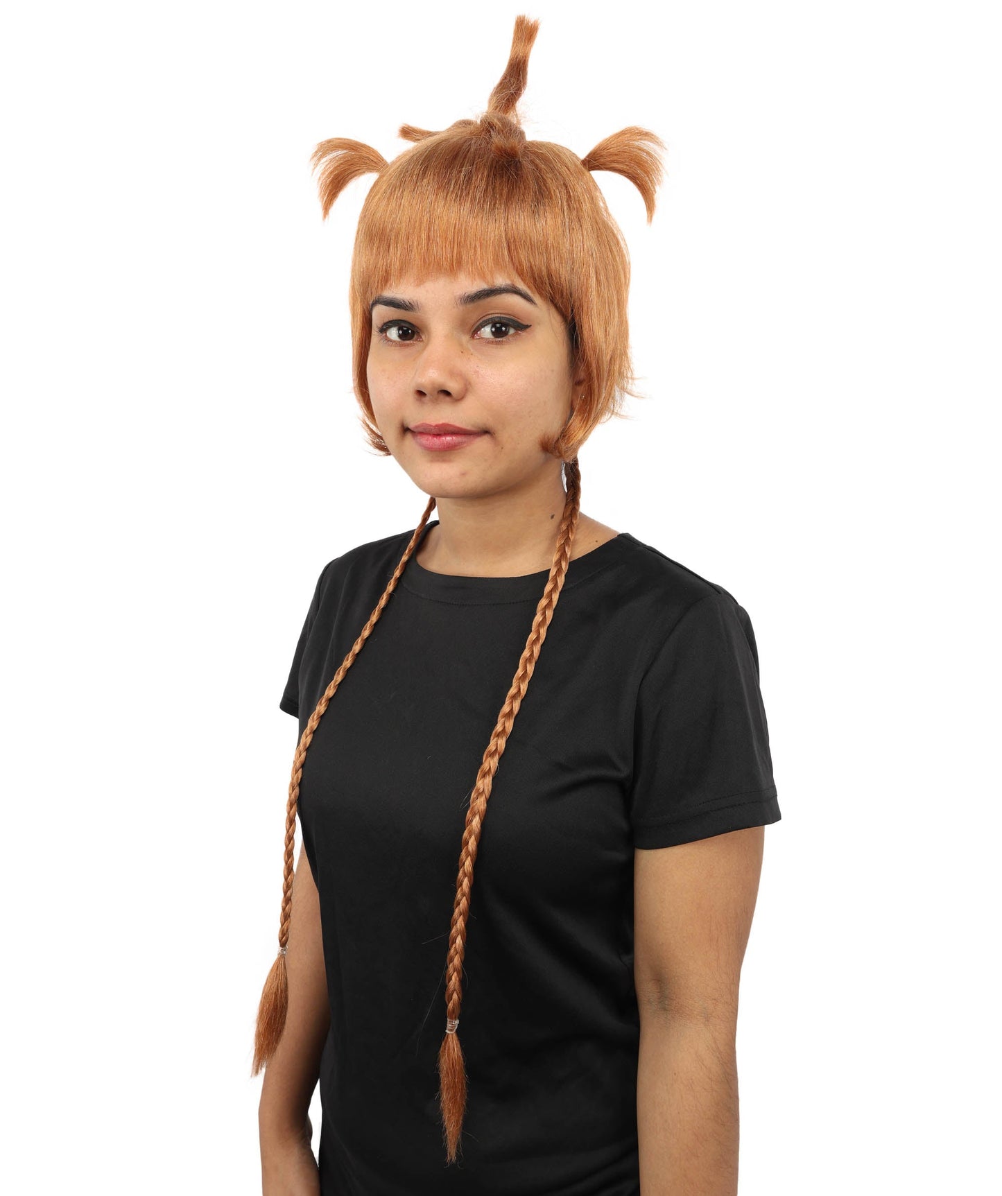 HPO Adult Women's Animal Ear Braided Wig | Multiple Color Options | Synthetic fiber, short bob with sculpted ears and long micro-braids, breathable base | Party, Halloween, theater, drag, performance, costume events