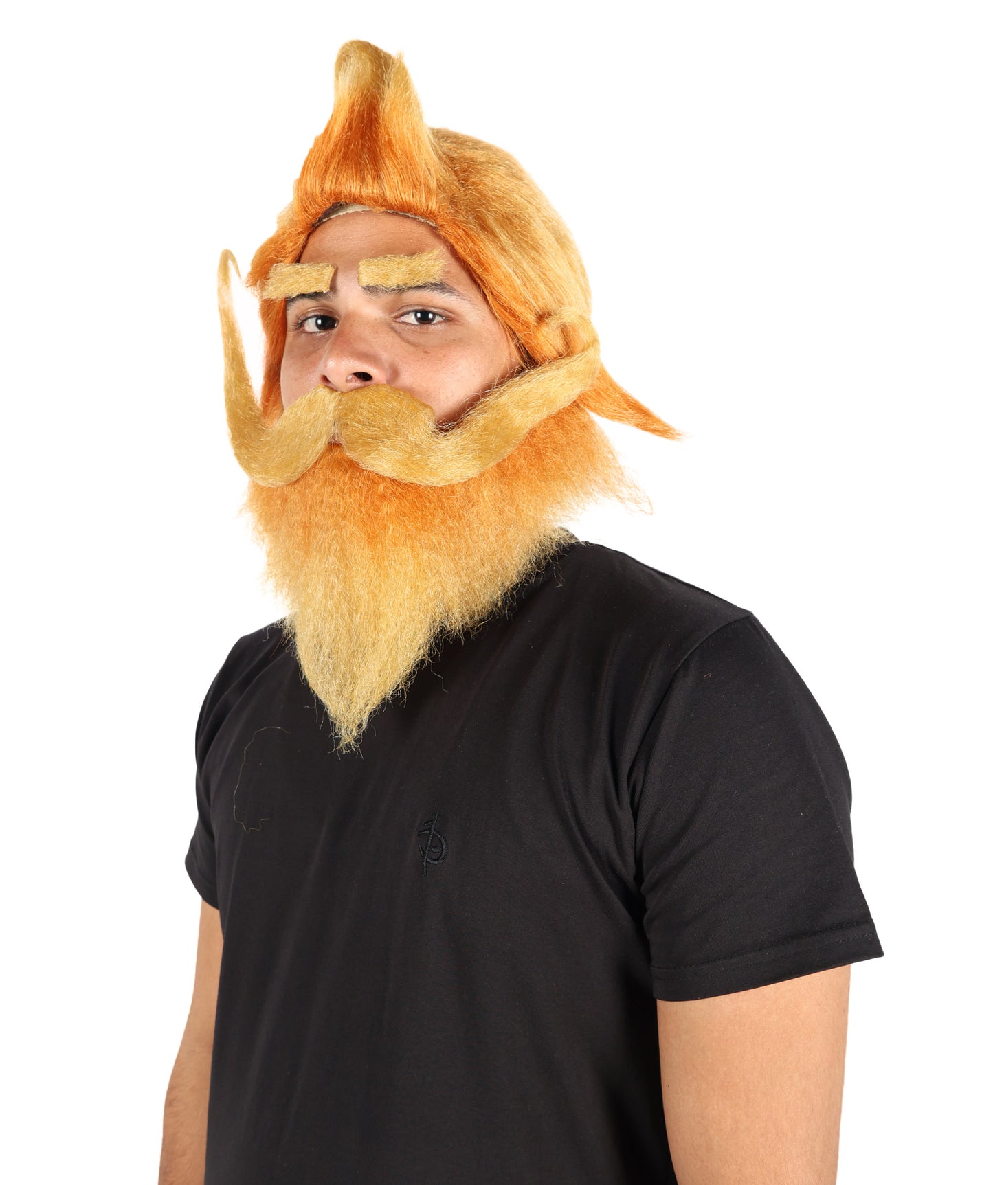 HPO Men's Dwarf Cartoon Character Wig Set with Mustache and Beard I Flame-retardant Synthetic Fiber