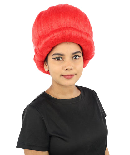 HPO Women's Voluminous Golden Blonde Grandma Wig | Medium Puffy Afro Style with Silver Texture, Synthetic Fiber & Adjustable Fit | Halloween, 100th Day of School, Theater & Funny Costume