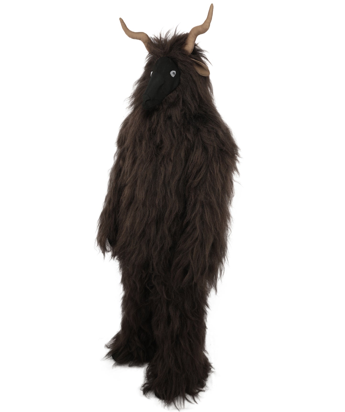 HPO Adult Men's Goat Fur Costume Bundle & Mask Set – Dark Brown Full Body Animal Outfit for Halloween and Cosplay  | Flame-Retardant Synthetic Fiber