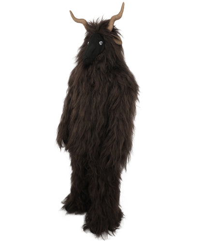 HPO Adult Men's Goat Fur Costume Bundle & Mask Set – Dark Brown Full Body Animal Outfit for Halloween and Cosplay  | Flame-Retardant Synthetic Fiber
