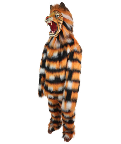 HPO Adult Unisex Fur Tiger Costume, Mask & Bundle Set | Realistic Fur Suit with Headpiece | Ideal for Halloween and Jungle Cosplay