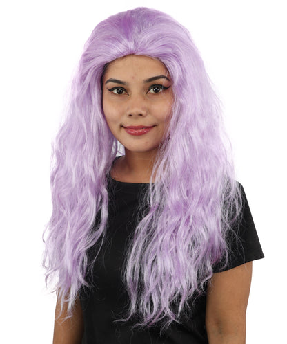 HPO Women’s Pink Long Wavy Wig | 25 Inch Long Hair with Capless Cap Design | Ideal for Playful at Halloween Cosplay, and Themed Parties