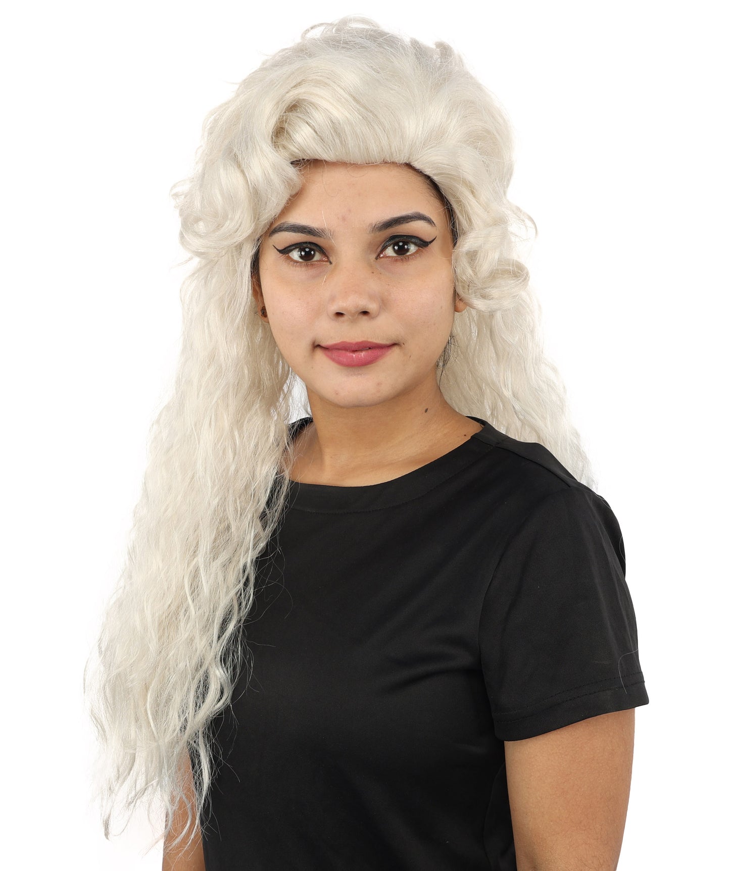 HPO Women's Elegant Fantasy Updo wig | Grey, created of flame-retardant synthetic fiber, sculpted flowing waves, capless base | Theater stage, Halloween, drag, costume events