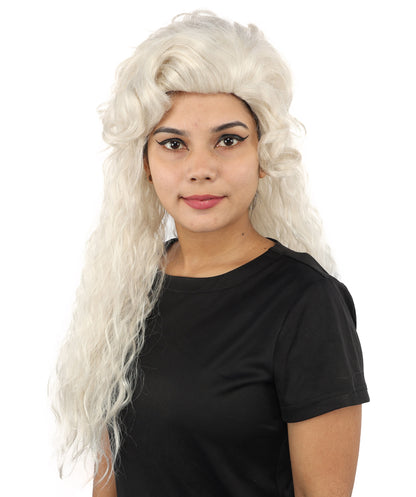 HPO Women's Elegant Fantasy Updo wig | Grey, created of flame-retardant synthetic fiber, sculpted flowing waves, capless base | Theater stage, Halloween, drag, costume events