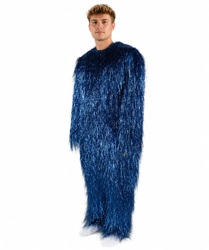 HPO UnisexTinsel Hairy Costume, Bundle & Mask Set | Full-Body Suit & Matching Mask | Long Hair Funny Costume for Halloween, Performers, Cosplay & Mascots | Multicolor Options