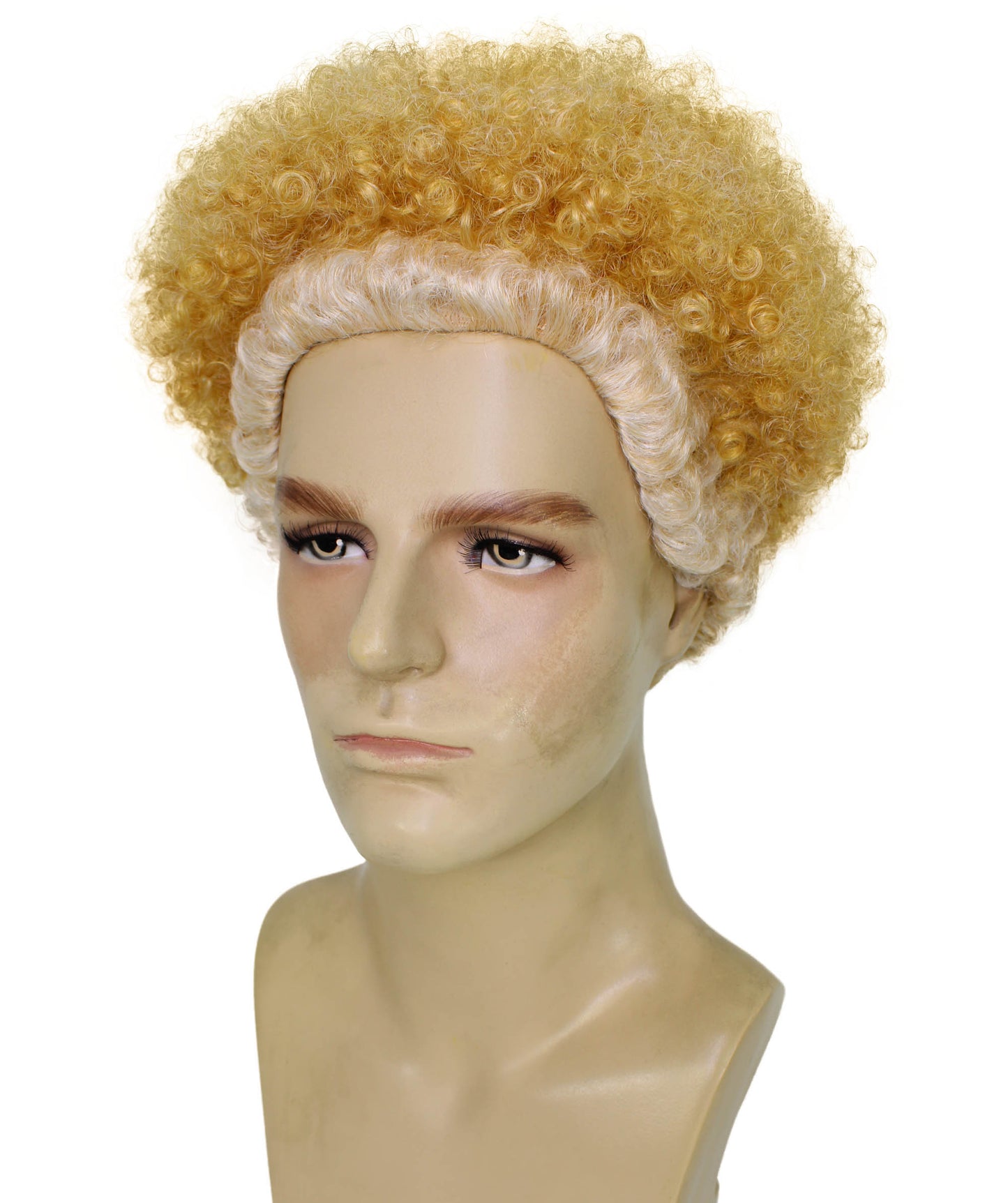 HPO Men's Actor Stylish Blonde Afro Wig, Perfect for Halloween | Flame-retardant Synthetic Fiber