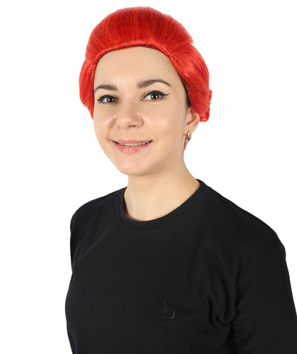 HPO Adult Women Faith Blossom Swirl Updo Lace Front Red Wig | Synthetic Styled Wigs | Perfect for Prom Wedding Luxury Events, Church Everyday Wear and Mother’s Day