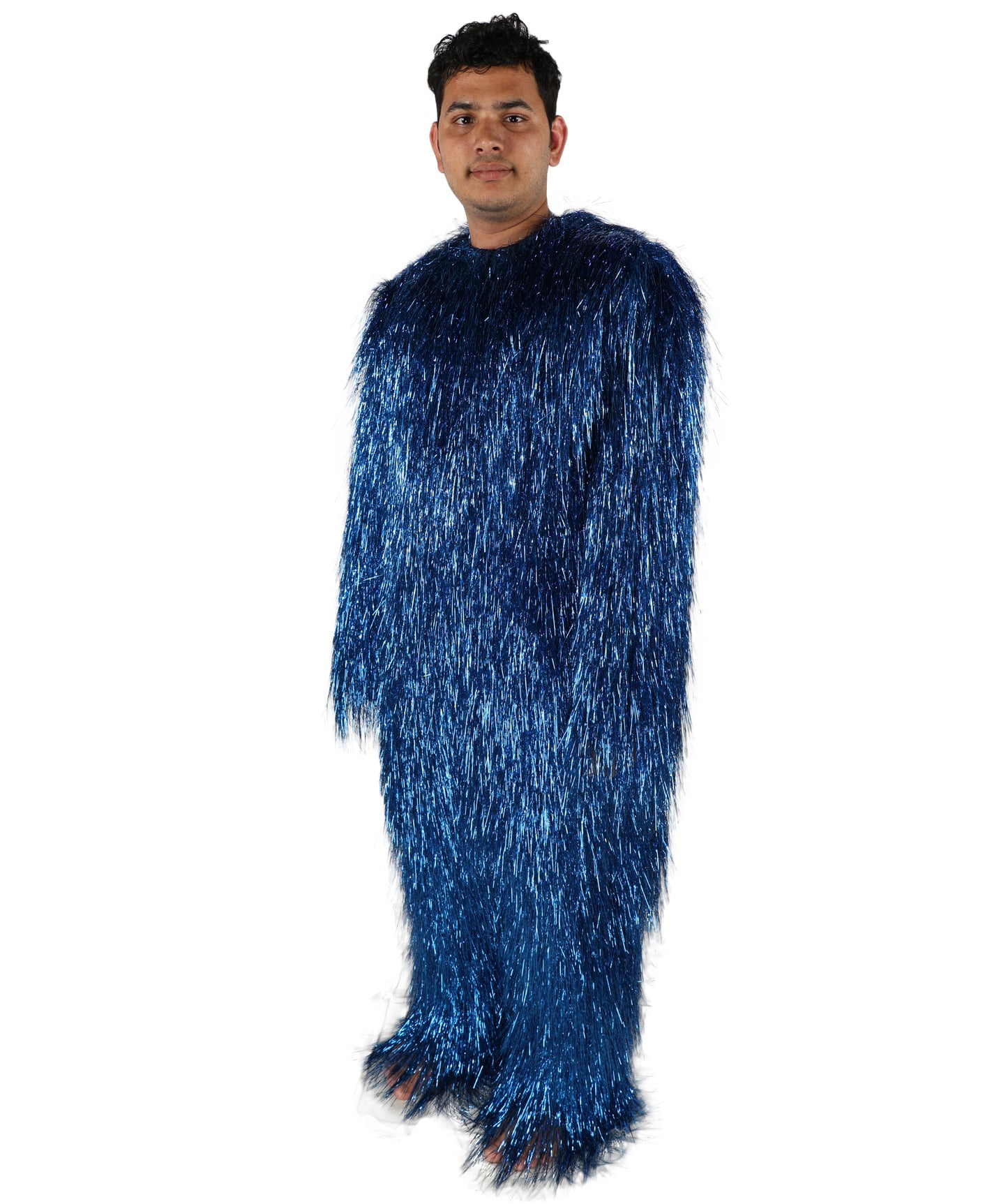 HPO Unisex Teen Extreme Tinsel Hairy Person Costume Bundle & Mask Set - Full-Body Tinsel Hair Suit Extra-Long Costume Wig for Halloween, Cosplay & Parties - Multiple Color Options