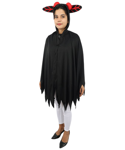 HPO Unisex Mystic Winged Creature Costume | Black Hooded Cape with Feather Details | Halloween, Cosplay, Parties & Themed Roleplay Outfit