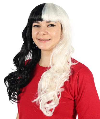Singer Womens Long Wig | Wavy Pink & Black Wig | Premium Breathable Capless Cap