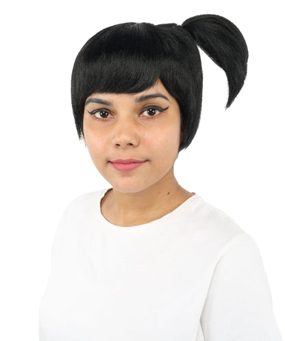 HPO Adult Women's Anime Trainer Character Wig | Vibrant hue multicolor options, create of synthetic fiber, short choppy bob with high side ponytail, breathable base | Cosplay, Halloween, theater, party, performance, costume events