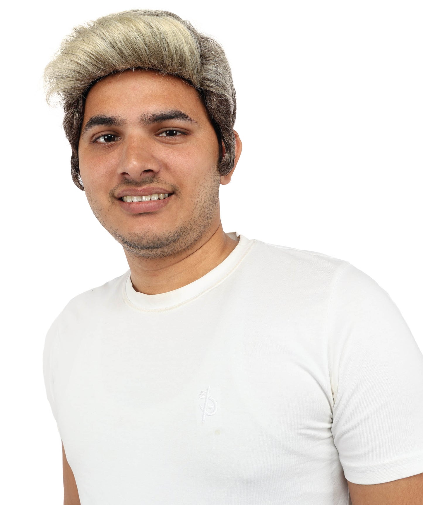 HPO Men's Short Grey & Brown Wig | Natural-Looking Synthetic Hair with Layered Texture | Classic Everyday Cosplay & Costume Style