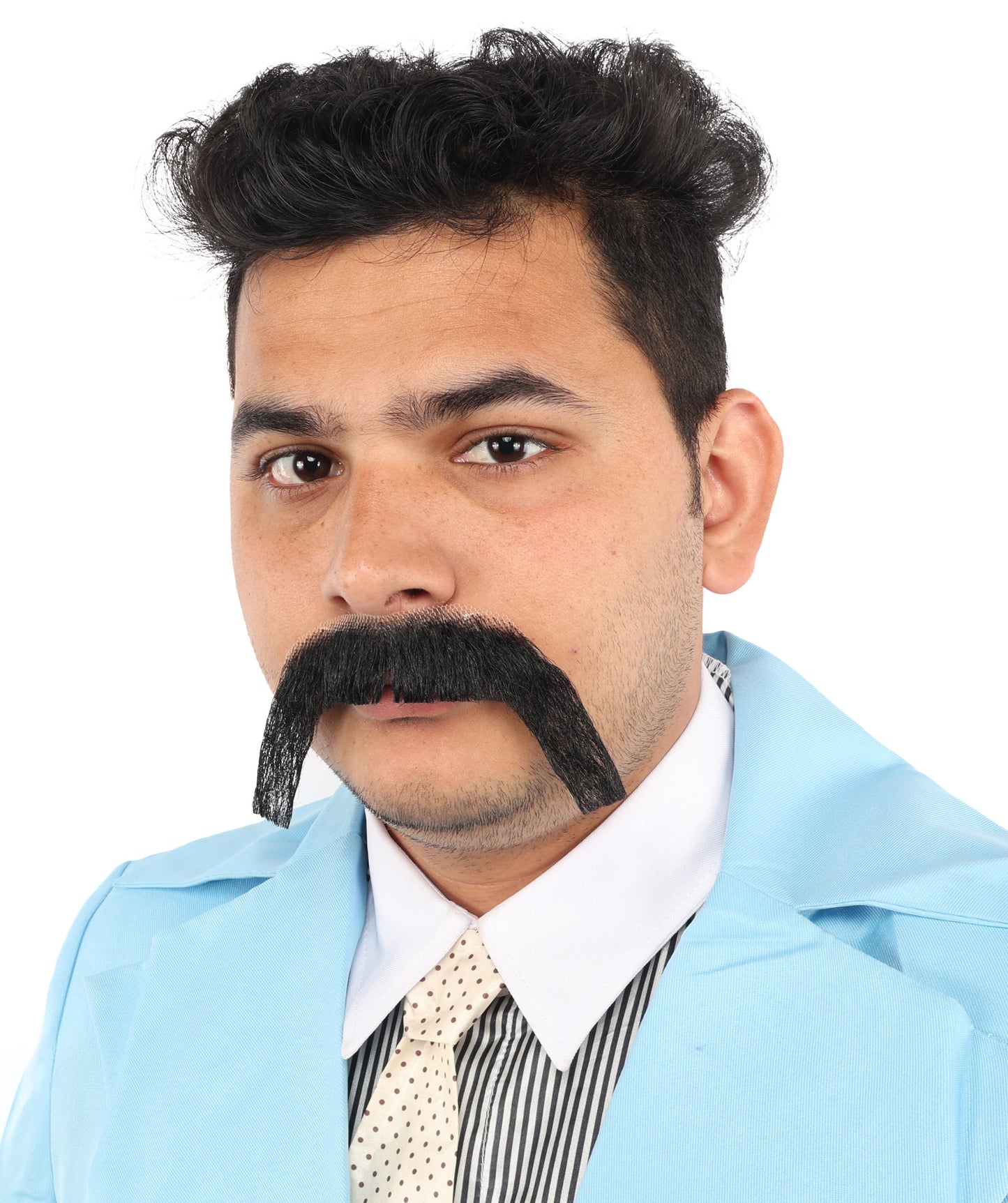 HPO Men's Long Cowboy Mustache Novelty False Facial Hair Costume Accessory