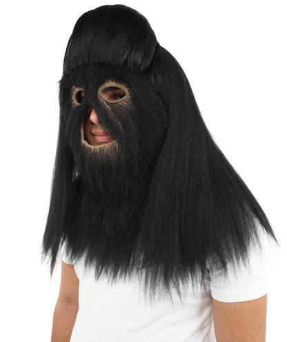 HPO Unisex Extreme Hairy Person Costume, Mask and Bundle - Full-Body Hair Suit Extra-Long Ash Brown Costume Wig for Halloween, Cosplay & Parties