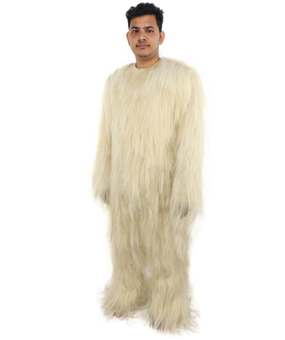 HPO Unisex Extreme Hairy Person Costume, Mask and Bundle - Full-Body Hair Suit Extra-Long Ash Brown Costume Wig for Halloween, Cosplay & Parties