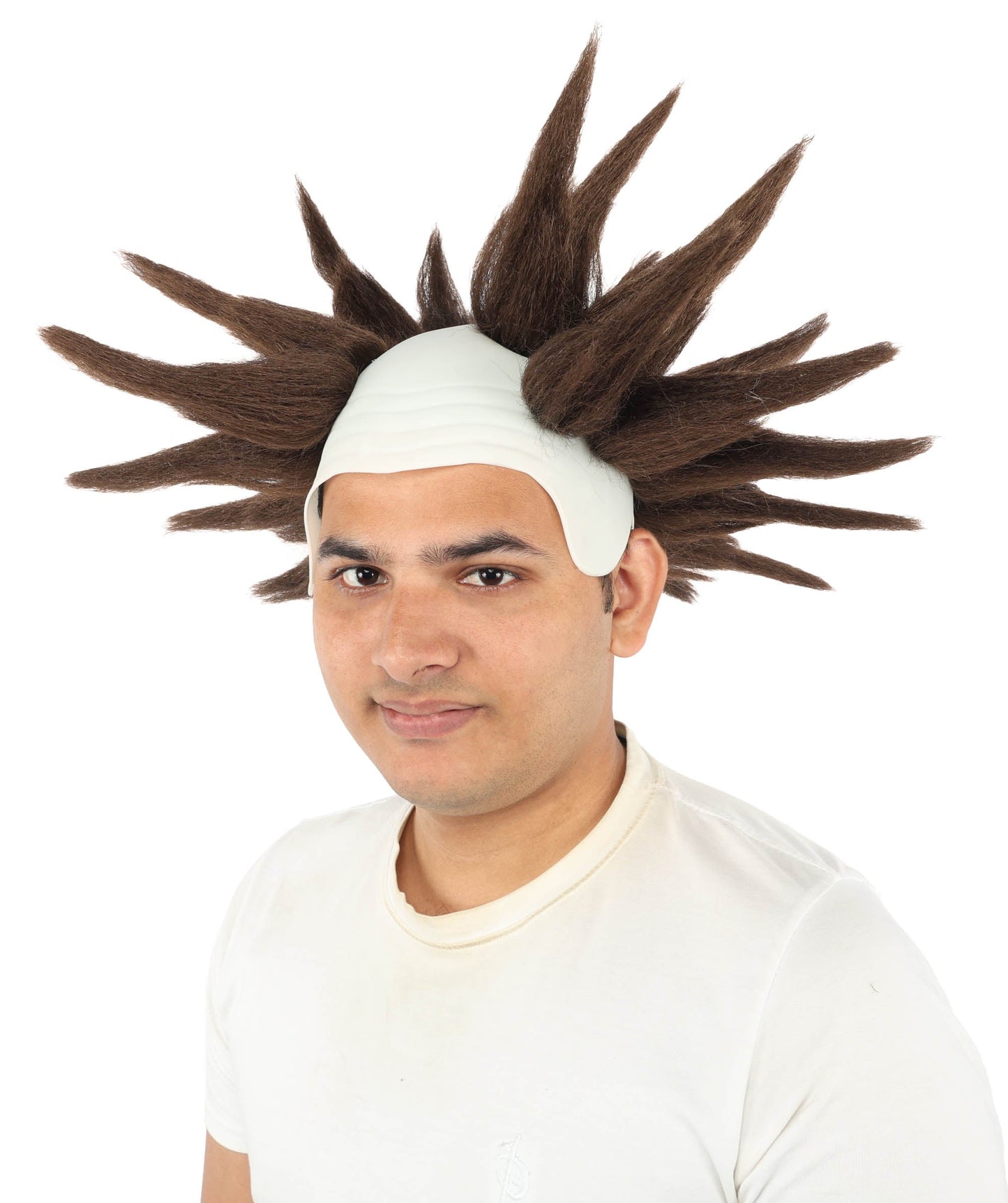 HPO Adult Men's Spiky Bald Illusion Wig | Multiple Color Options  |  Two-tone vibrant hue, create of synthetic fiber, stiff spiked volume, integrated forehead piece | Party, Halloween, theater, drag, performance, costume events