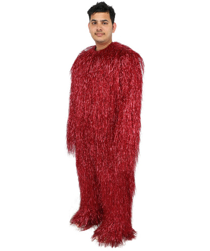 HPO UnisexTinsel Hairy Costume, Bundle & Mask Set | Full-Body Suit & Matching Mask | Long Hair Funny Costume for Halloween, Performers, Cosplay & Mascots | Multicolor Options