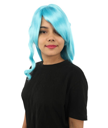 HPO Adult Women's Anime Character Wig | Multiple Color Options | Synthetic Fiber with Side Swept Bangs and Top Tuft | Halloween Party and Comic Con Events