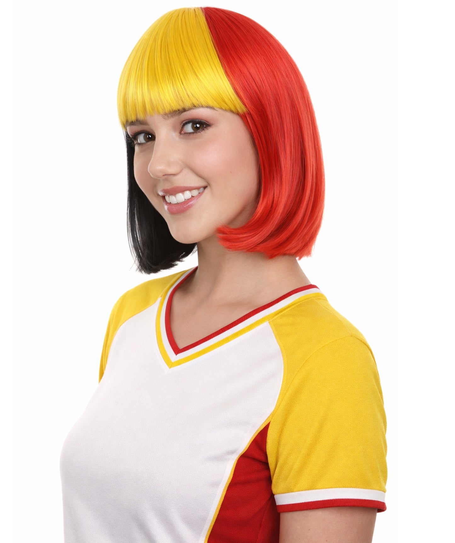 Women Patriotic Belgium Flag Bob Wig | Premium Breathable Capless Cap