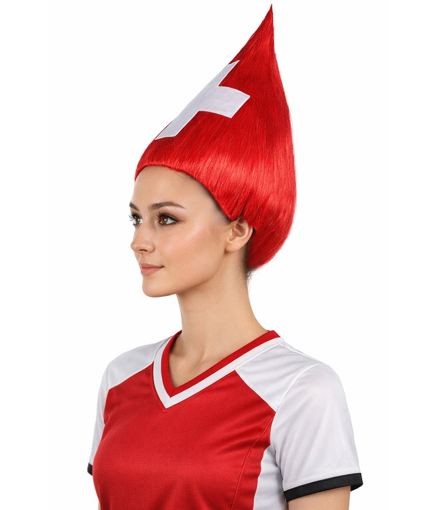 Switzerland Flag Sport Troll Wig | Premium Breathable Capless Cap