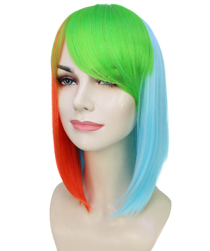 Women’s Shoulder Length multicolor Gaming Wig Bob Cut | Ideal for Halloween | Breathable Capless Cap