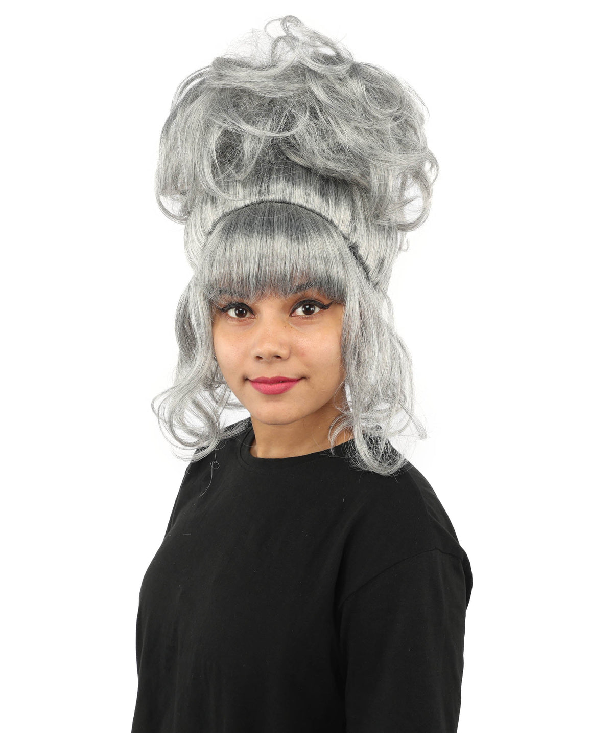 HPO Adult Women's Elegant Updo Tendril Wig | Multiple Color Options | Pastel peach hue, create of synthetic fiber, high teased volume with face-framing strands, breathable capless cap | Party, Halloween, theater, drag, performance, costume events
