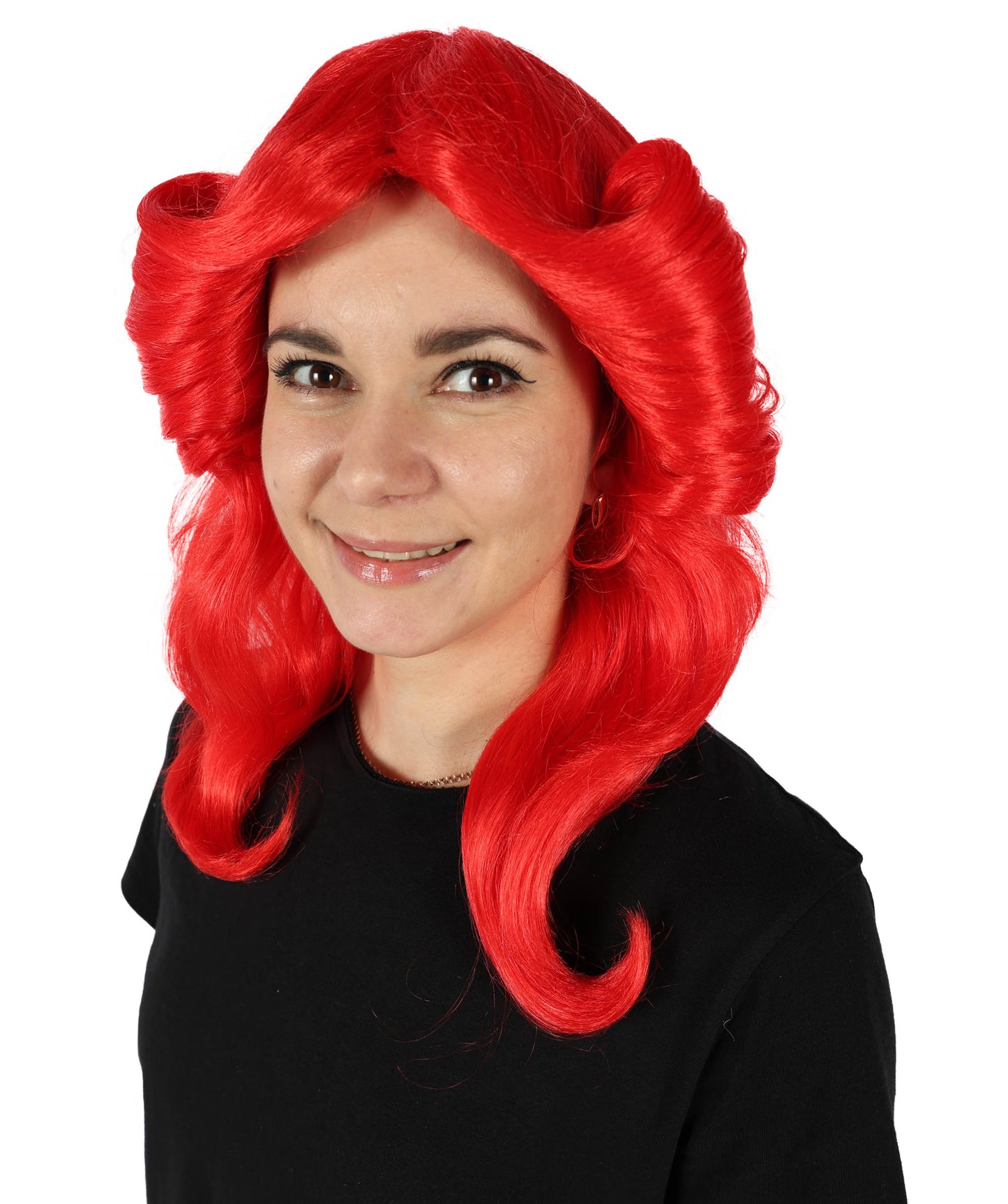 HPO Women's 70's Flick Multiple Color Retro Wig, Flame-retardant Synthetic Fiber