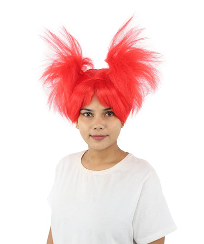 HPO Women’s 15-Inch Orange Spiky Troll Wig | Fun Animated Character | Bright and Bold Look for Halloween, Cosplay, and Themed Party