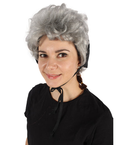 HPO Women's Short Silver Curly Wig | Suitable for Halloween | Flame-retardant Synthetic Fiber