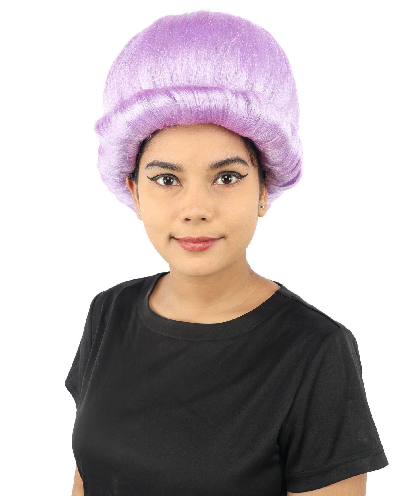 HPO Women's Voluminous Golden Blonde Grandma Wig | Medium Puffy Afro Style with Silver Texture, Synthetic Fiber & Adjustable Fit | Halloween, 100th Day of School, Theater & Funny Costume