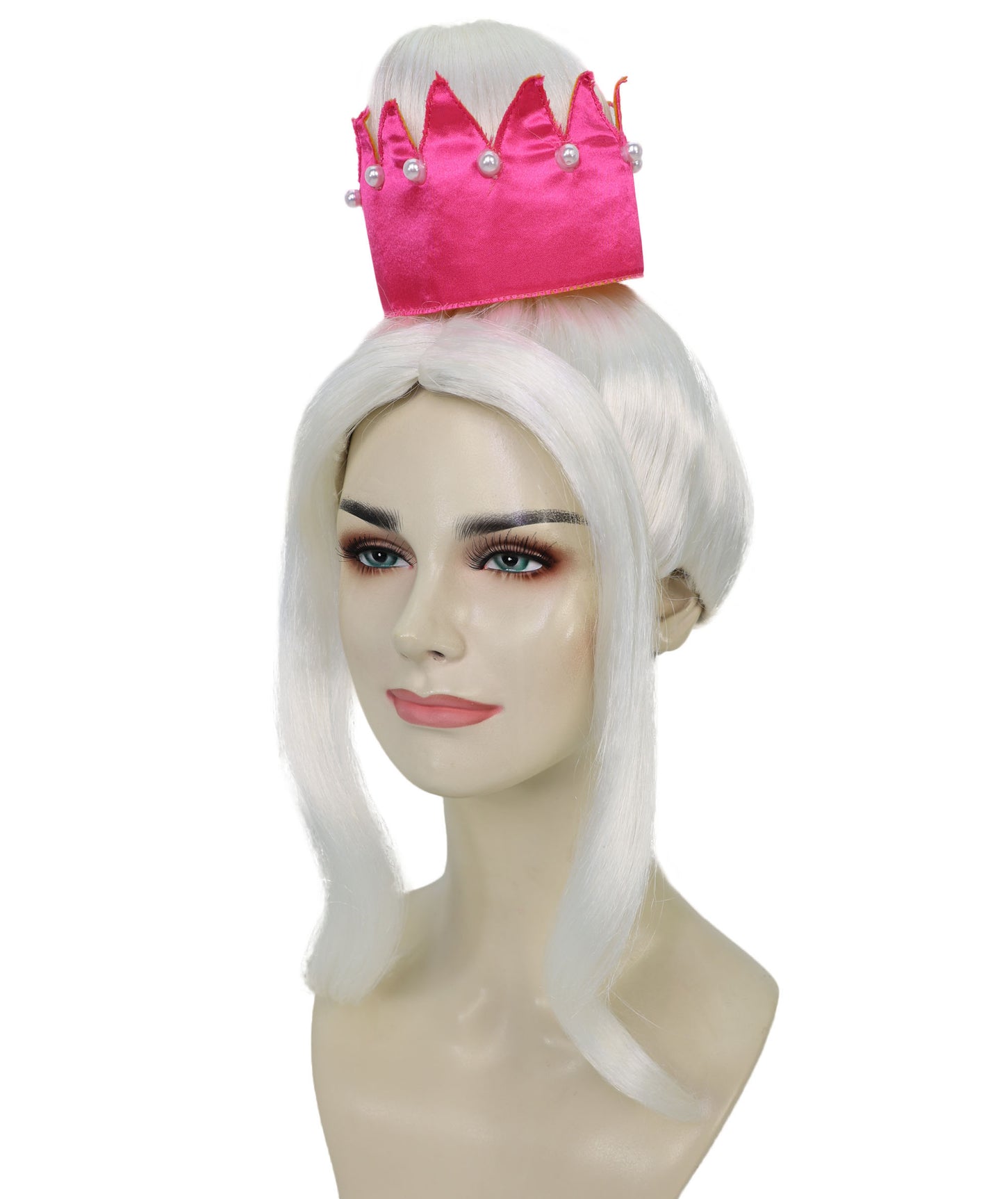 HPO Adult Women’s Long Straight White High Crown Fantasy Princess Wig | Ideal for Halloween | Breathable Capless Cap