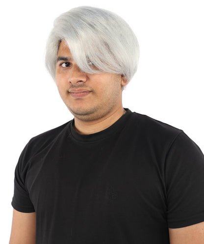 HPO Men’s Blonde Wig with Long Side Bangs  | Flame-retardant Synthetic | Ideal for Cosplay, Halloween & Party Looks