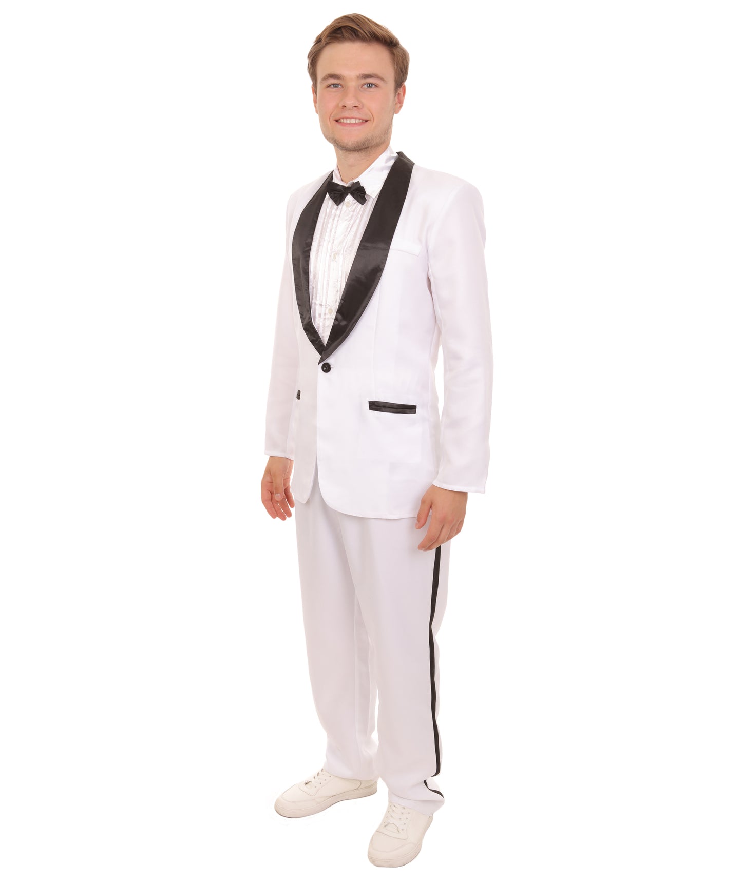 Men’s Jump Street Cop Movie White Tuxedo Black Bow Tie | All Sizes