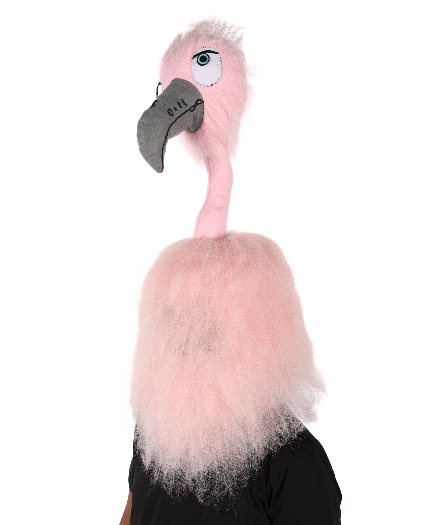 HPO Uuisex Full-Body Plush Pink Flamingo Bird Costume Set with Oversized Mask & Full Suit| Perfect for Halloween| Flame-retardant Synthetic Fabric