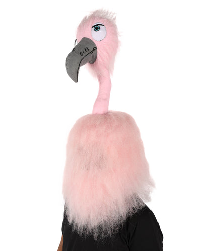 HPO Uuisex Full-Body Plush Pink Flamingo Bird Costume Set with Oversized Mask & Full Suit| Perfect for Halloween| Flame-retardant Synthetic Fabric