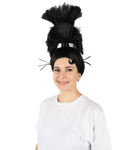 HPO Women's Black High Ponytail Wig I Perfect for Halloween Party I Flame-retardant Synthetic Fiber