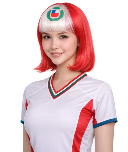 Peru Flag Sport Party Bob Wig | National Pride White Red | Premium Breathable Capless Cap