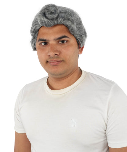 HPO Men's Vintage Showman Wig | Grey wavy swept back synthetic fibers with elegant volume and capless construction | Essential for theatrical stage drag performance costume events and party